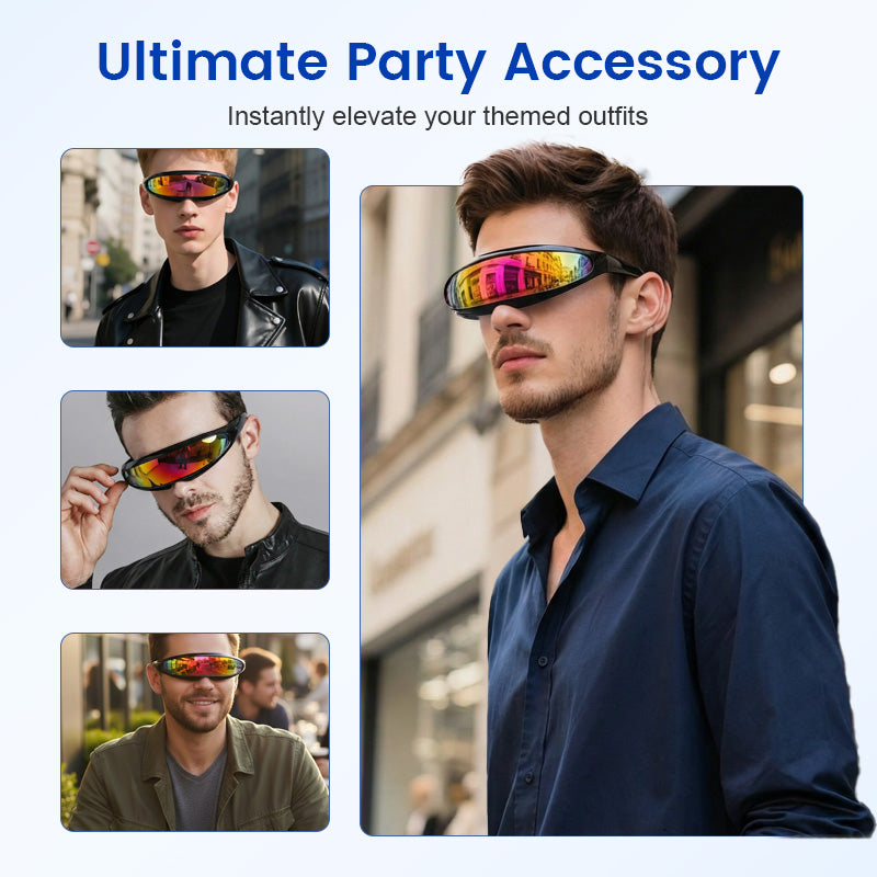 A pair of lightweight futuristic shield sunglasses by Arenzza with sleek, modern design and tinted lenses.