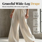A woman wearing the Arenzza elegant two-piece shirt and wide-leg pants set, featuring a stylish blouse and flowing trousers.