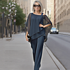 Aarenza women's irregular chiffon top and wide-leg pants 2-piece set, stylish and flowy clothing ensemble with layered design.
