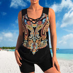 🩱 50% OFF NOW! 🏊‍♀️ Athletic Two-Piece Swimsuit – Criss-Cross Neckline, Quick-Dry & Inclusive Sizing – Modest Tank Top + Sporty Boy Shorts 🌊