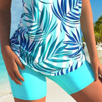 Arenzza athletic two-piece swimsuit with criss-cross neckline, quick-dry fabric, and sporty boy shorts, designed for active swimming.