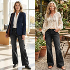 A pair of women's retro flare jeans with front pockets from Arenzza, showcasing their stylish fit and classic denim look.