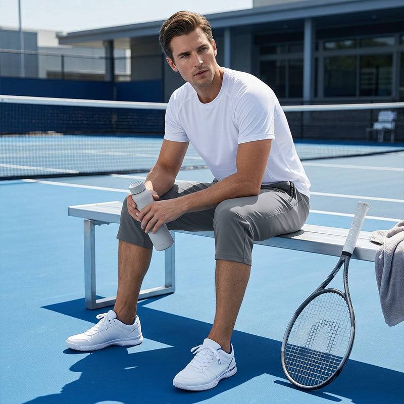Men's Arenzza quick-dry athletic capri pants shown in black, designed for sports and active wear with a lightweight, breathable fabric.