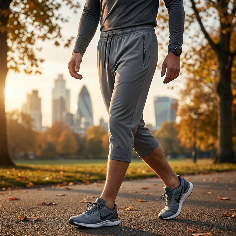 Men's quick-dry athletic capri pants by Arenzza, shown in a lightweight, breathable fabric perfect for sports and activewear.