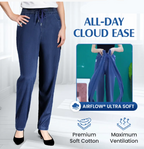 A pair of Arenzza high waist ultra-stretch mom jeans with a classic blue denim look, shown on a model.