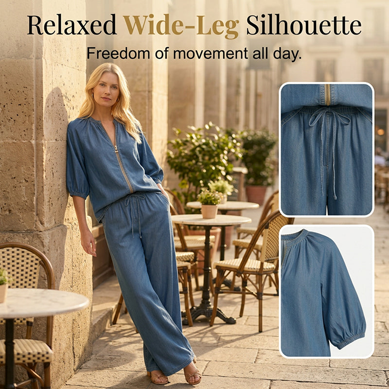 Women's solid color casual 2-piece tracksuit set by Arenzza, featuring a comfortable top and matching pants.