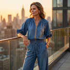Women's solid color casual tracksuit set by Arenzza, including a matching top and pants, perfect for comfortable everyday wear.
