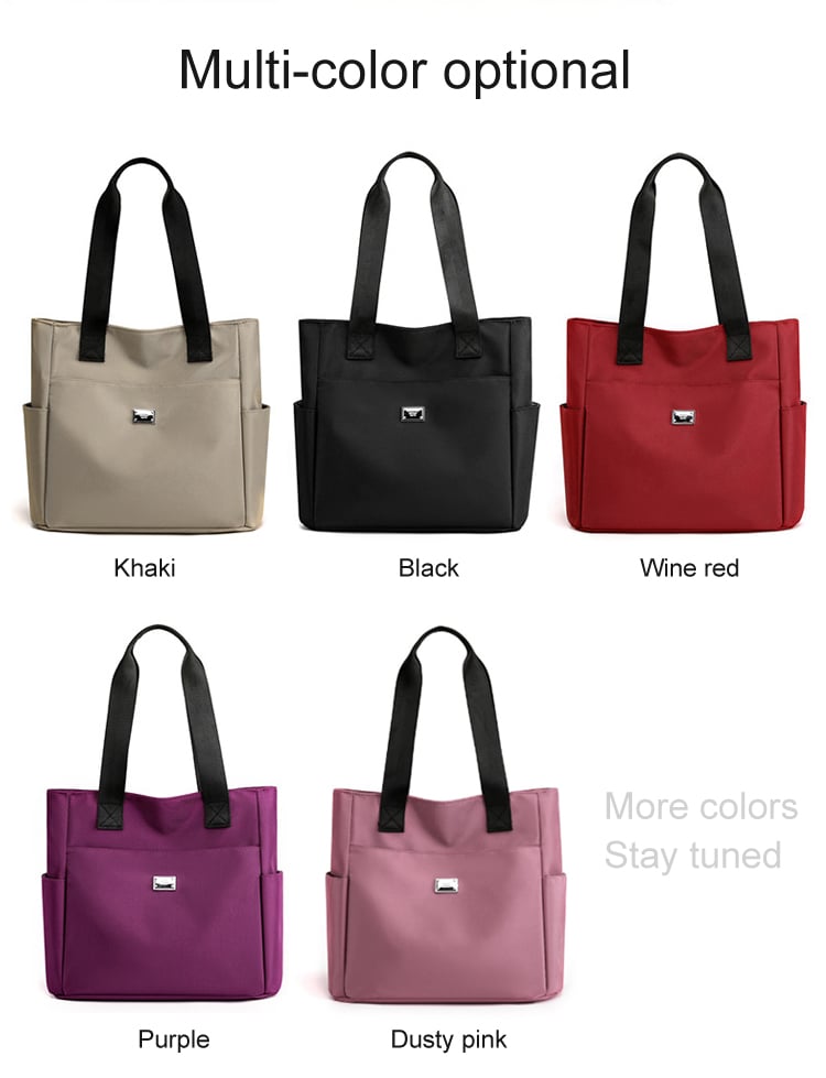 Large capacity Arenzza nylon shoulder bag with water-repellent fabric and multiple pockets, suitable for daily essentials.