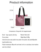 Arenzza large capacity water-repellent nylon shoulder bag with multiple pockets, shown with adjustable strap and sleek design.
