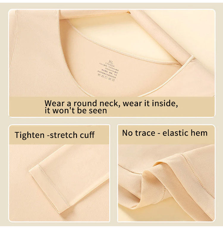 Arenzza ultra-thin self-heating thermal garment worn as clothing for warmth, showcasing its sleek design and fabric texture.