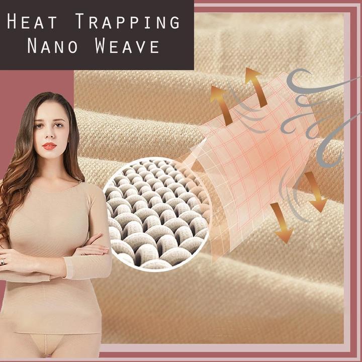 Aarenza ultra-thin self-heating thermal garment in black, designed for warmth and comfort, shown on a model.