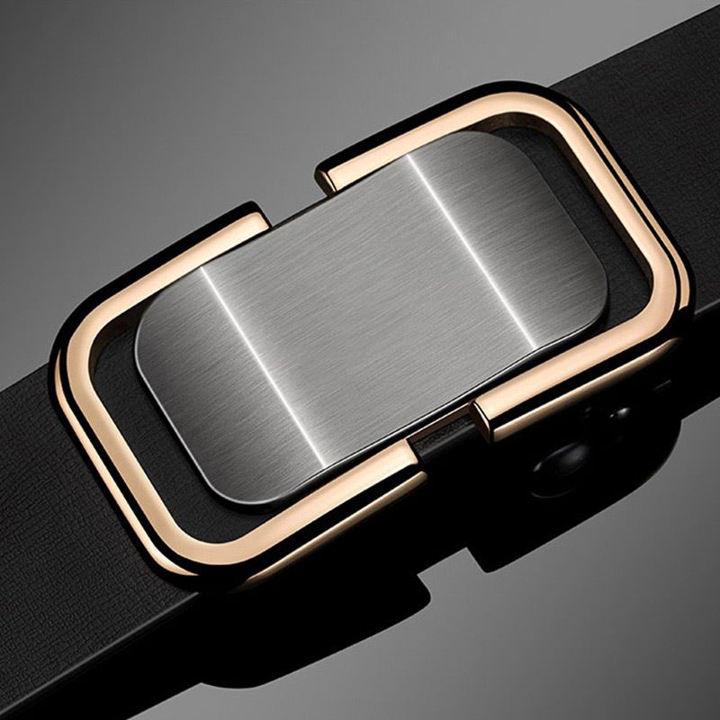 A men's leather belt with automatic buckle from Arenzza, featuring a sleek brown leather strap and modern fastening design.