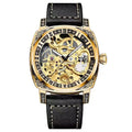 Arenzza men's fashion analog mechanical watch with round dial and leather strap, showcasing a stylish business accessory.