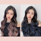 Aarenza gradient curly wig piece with vibrant rainbow colors, styled with tight curls, for fashion and costume accessories.
