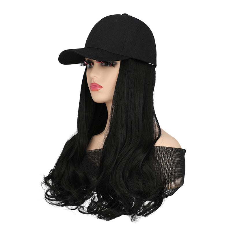 Arenzza 2-in-1 curly hair baseball cap wig featuring a natural curly wig attached to a casual baseball cap.