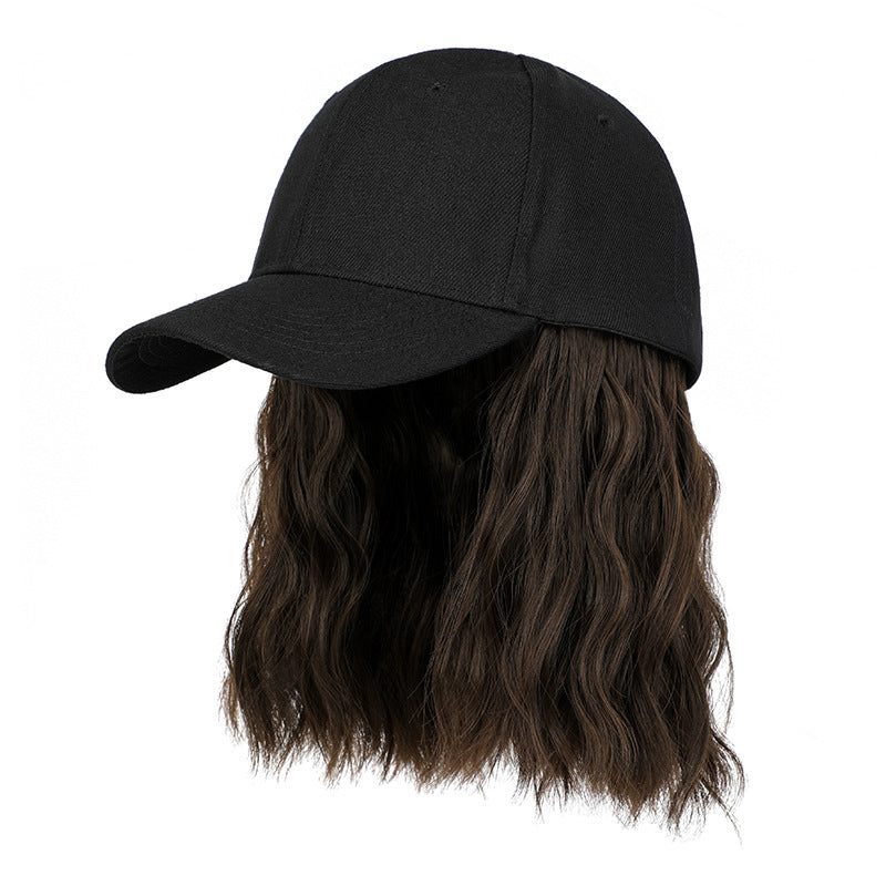 Aarenza 2-in-1 curly hair baseball cap wig featuring a stylish cap with curly hair attached for versatile fashion.
