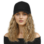 Arenzza 2-in-1 curly hair baseball cap wig showing a mixed curly hair wig attached to a casual baseball cap in a natural setting