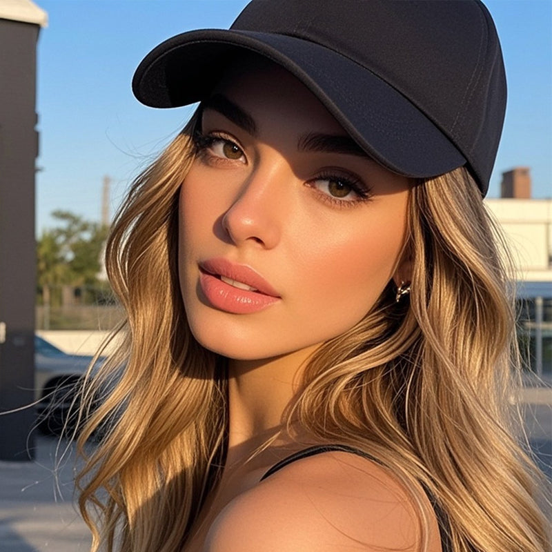Aarenza 2-in-1 curly hair baseball cap wig with adjustable cap and curly wig, versatile fashion accessory for hair styling.