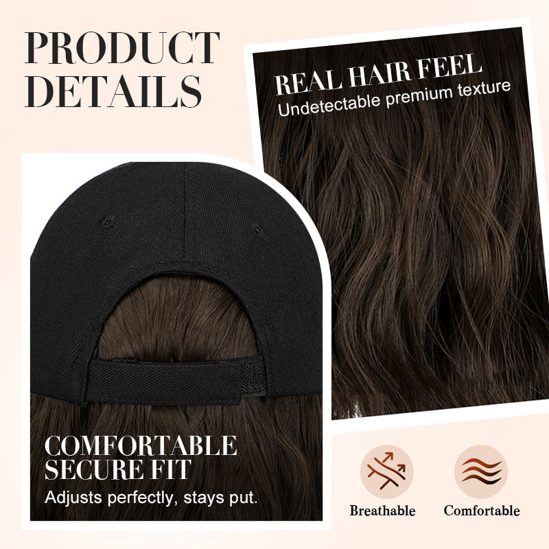 Arenzza 2-in-1 curly hair baseball cap wig showing a stylish cap with curly hair attached, ideal for fashion and costume accessories.