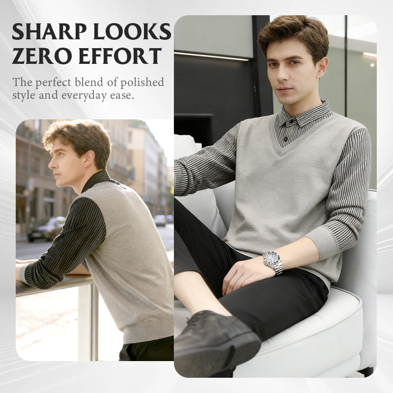 A men's Arenzza layered clothing accessory with built-in stylish design, perfect for quick, sharp outfit enhancement.