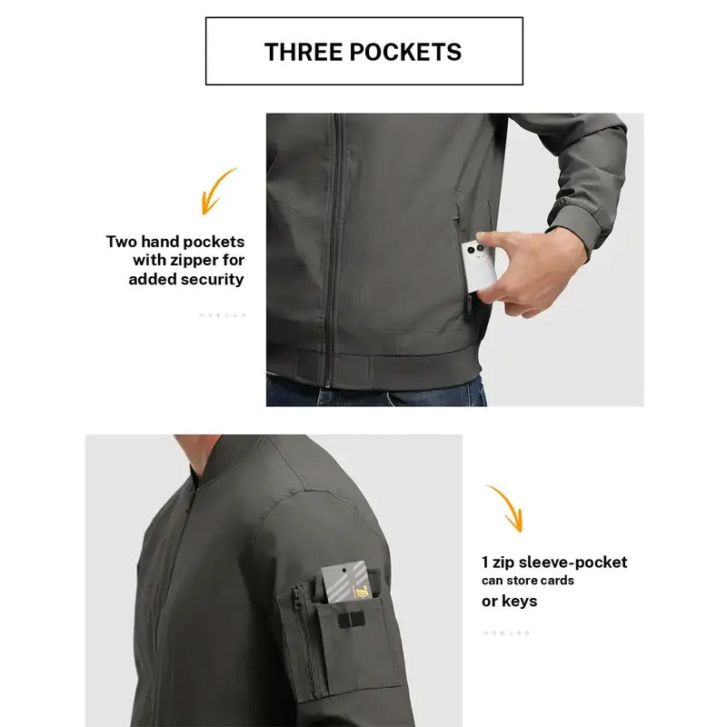A men's lightweight bomber jacket from Arenzza, shown in a stylish design, perfect for casual and everyday wear.