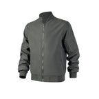 A men's lightweight bomber jacket by Arenzza in black, displayed on a hanger with a casual urban background.
