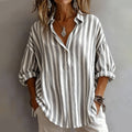 Women's Arenzza casual striped pullover shirt with a relaxed fit, featuring horizontal stripes and a round neckline.