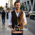 A men's slim fit casual vest by Arenzza, featuring a sleek design in neutral fabric, ideal for everyday wear.
