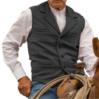 Men's slim fit casual vest by Arenzza, shown in dark color, with a sleeveless design and front button closure.