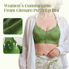 Arenzza Comfort Front-Clasp Wire-Free Seamless Bra showing soft fabric, front clasp closure, and smooth fit on a mannequin.
