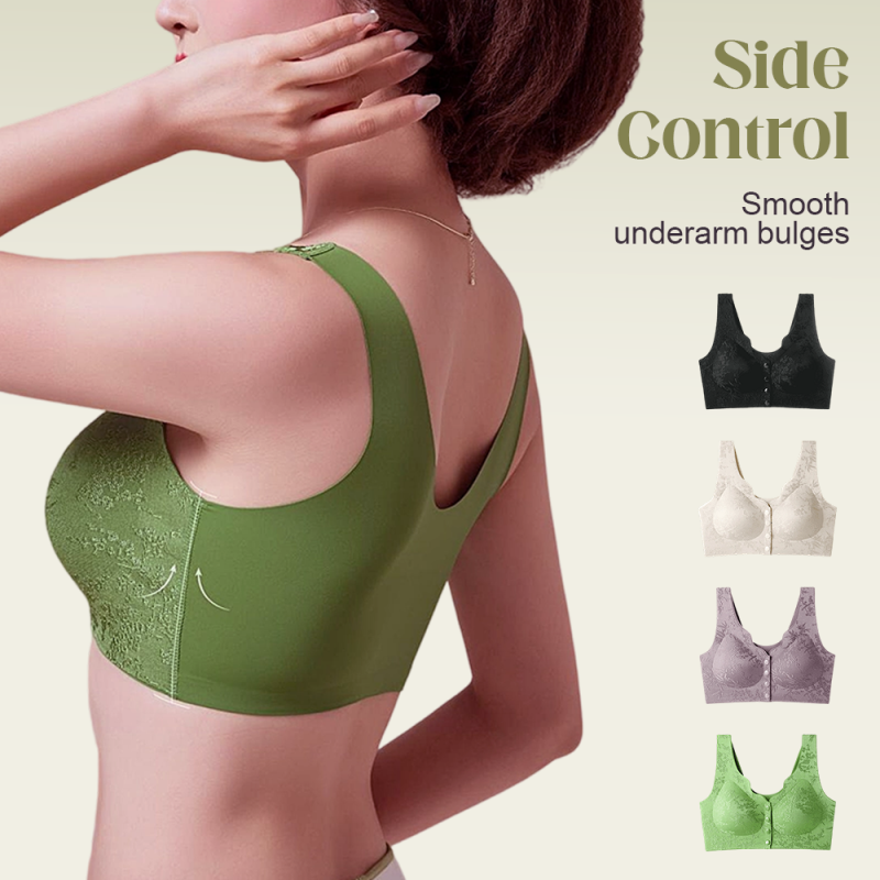 Arenzza Comfort Front-Clasp Wire-Free Seamless Bra with soft fabric and smooth design, perfect for everyday wear.