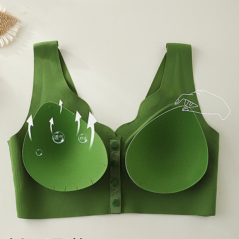 Arenzza comfort front-clasp wire-free seamless bra with soft fabric and smooth finish, designed for everyday support and comfort.