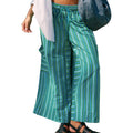 Women's striped wide-leg drawstring pants by Arenzza, featuring a relaxed fit and casual style, shown on a model.