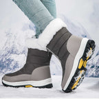 A pair of Arenzza women's non-slip warm zipper snow boots with thick soles and cozy lining, suitable for winter snow conditions.