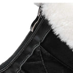 A pair of Arenzza women's non-slip warm zipper snow boots with cozy interior, designed for winter outdoor wear.