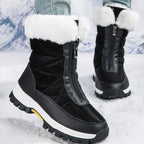 A pair of women's Arenzza non-slip warm zipper snow boots with quilted design, ideal for winter outdoor wear.