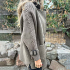 Women’s mid-length Arenzza double-breasted coat with lapel collar, stylish and warm outerwear for women.