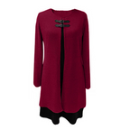 A women's faux two-piece A-line knee-length dress by Arenzza, featuring a floral pattern and elegant design.