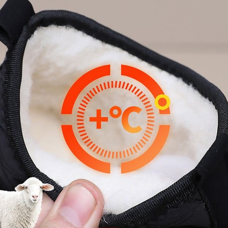 A pair of Arenzza warm waterproof snow boots with thick soles designed for cold, snowy weather.