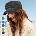 A tan distressed flat-top duckbill cap by Arenzza featuring a breathable, fashionable design, shown from the front.