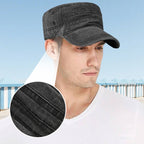 A stylish Arenzza flat-top duckbill cap with distressed details, breathable fabric, and a fashionable design.