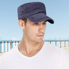 Aarenzza flat-top duckbill cap with distressed design, breathable fabric, stylish fashion accessory for casual wear.