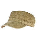 Aarenza flat-top duckbill cap with distressed design, breathable fabric, fashionable style, in black, worn by a model.