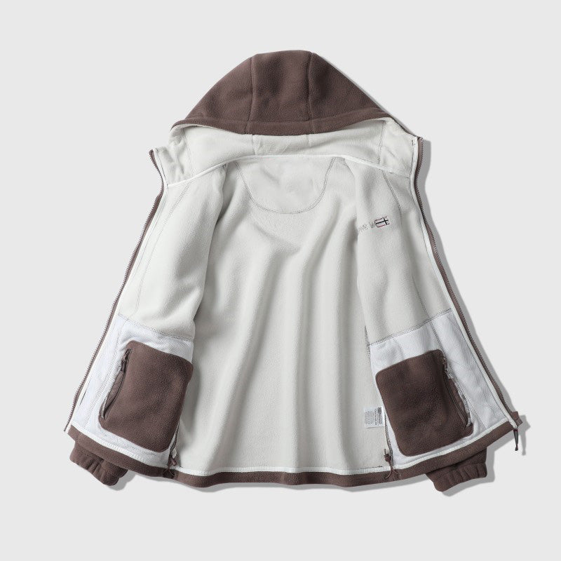A men's double-faced thick warm hooded jacket by Arenzza, featuring a cozy, layered design perfect for cold weather.