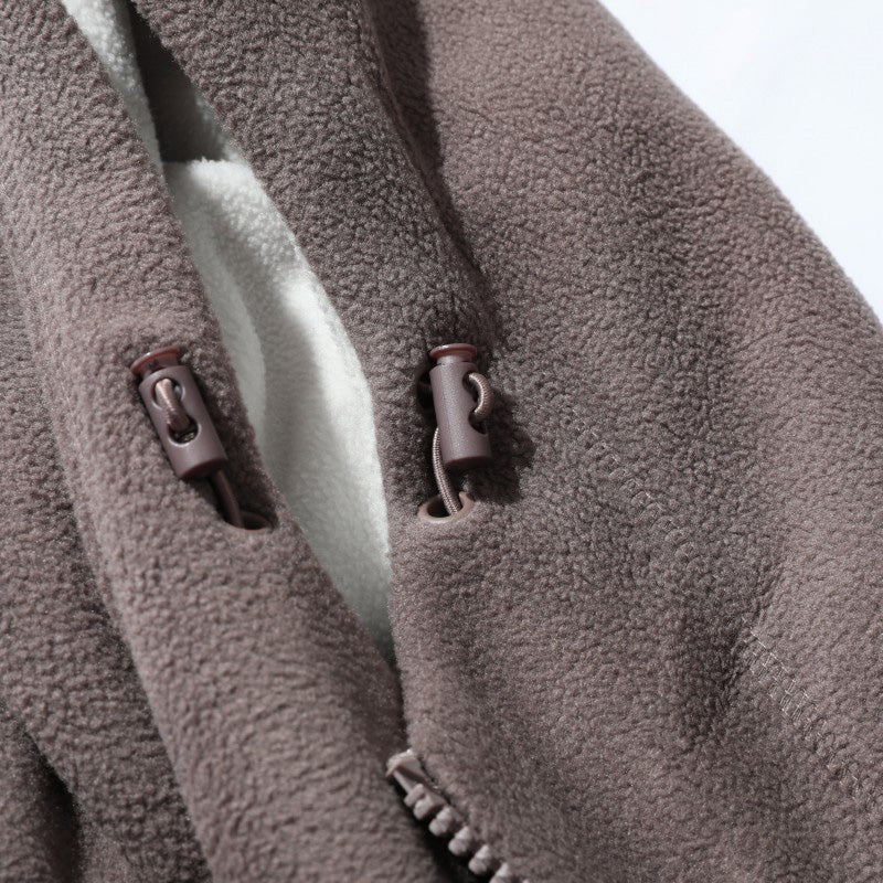 A men's double-faced thick warm hooded jacket by Arenzza, shown in a cozy, layered design perfect for cold weather.