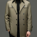 Men's medium-length trench coat with detachable inner layer, Arenzza, displayed on a hanger with a neutral background.