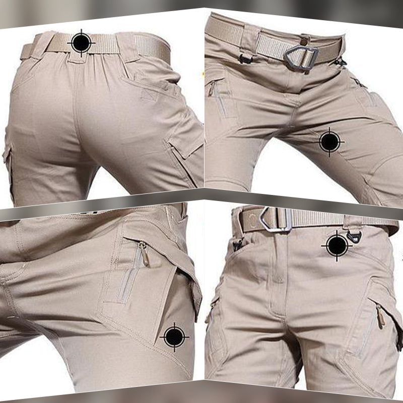 A pair of Arenzza waterproof tactical pants with multiple pockets and a comfortable fit, designed for durability and outdoor use.
