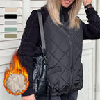 Women's knit patchwork puffy jacket by Arenzza, featuring a colorful quilted design and cozy puffer style for cold weather.