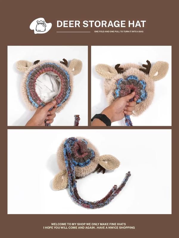 A red festive Christmas antler hat with brown plush antlers and white trim, designed by Arenzza for holiday celebrations.