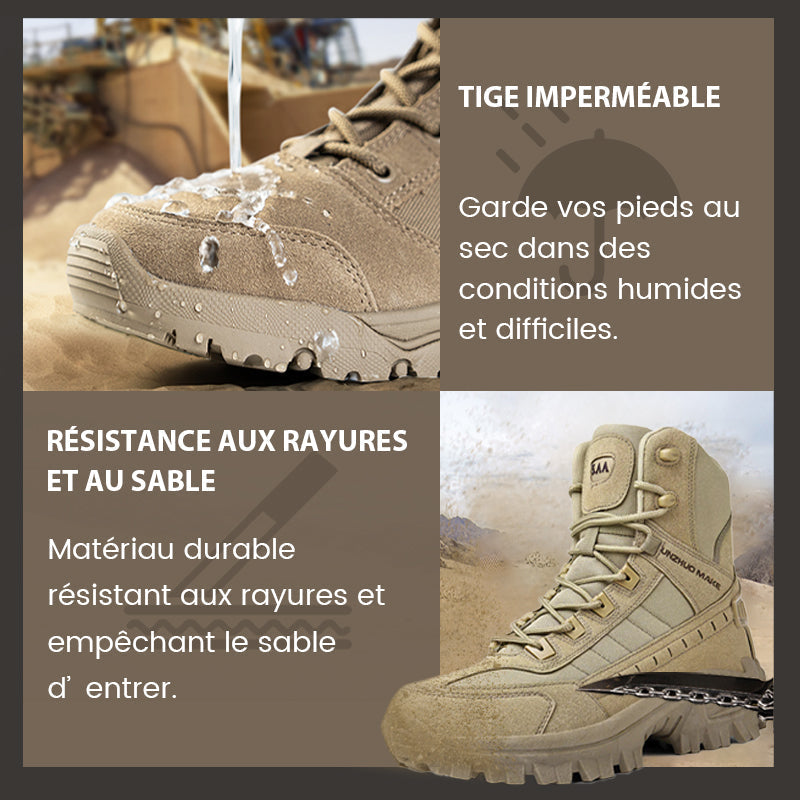 A pair of Arenzza tactical sports boots with waterproof material, reinforced toe, and non-slip grip for outdoor and military training.
